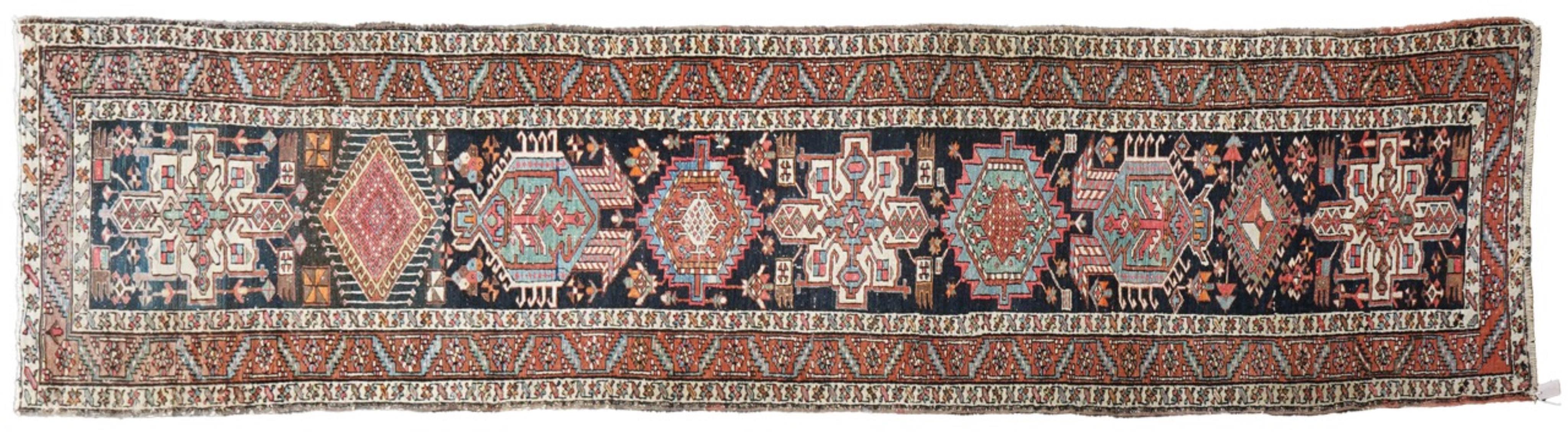 An early 20th century Caucasian dark blue ground runner